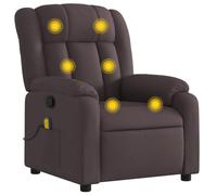 vidaXL Fauteuil de Massage Inclinable sans Adaptateur Secteur, Chaise avec Repose-Pieds, Siège avec Dossier et Accoudoirs Salle de Séjour, Moderne, Marron Foncé Tissu
