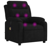 vidaXL Fauteuil de Massage Inclinable sans Adaptateur Secteur, Chaise avec Repose-Pieds, Siège avec Dossier et Accoudoirs Salle de Séjour, Moderne, Noir Velours