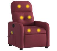 vidaXL Fauteuil de massage inclinable avec repose-pieds, dossier et accoudoirs, tissu bordeaux