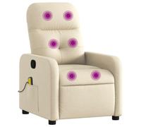 vidaXL Fauteuil de massage inclinable – sans adaptateur secteur, avec repose-pieds, tissu crème