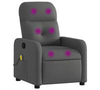 vidaXL Fauteuil de massage inclinable avec repose-pieds, dossier et accoudoirs, tissu gris foncé
