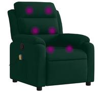 vidaXL Fauteuil de massage inclinable – Repose-pieds, dossier et accoudoirs – Velours vert foncé