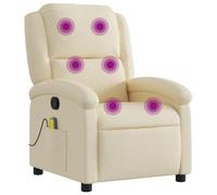 vidaXL Fauteuil de massage inclinable, chaise de relaxation avec dossier et repose-pied, crème tissu