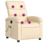 vidaXL Fauteuil de Massage Inclinable, Chaise de Relaxation avec Dossier, Siège avec Repose-Pied, Fauteuil TV de Salon, Moderne, Crème Tissu