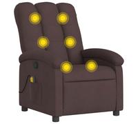 vidaXL Fauteuil de massage inclinable sans adaptateur secteur – repose-pied – Marron foncé tissu