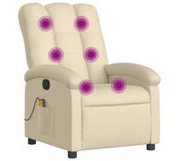 vidaXL Fauteuil de massage inclinable, sans adaptateur secteur, dossier et repose-pied, crème tissu
