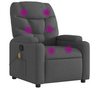 vidaXL Fauteuil de Massage Inclinable sans Adaptateur Secteur, Chaise de Relaxation avec Porte-gobelets, Siège avec Dossier et Accoudoirs Salon, Moderne, Gris Foncé Tissu