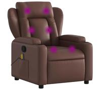 vidaXL Fauteuil de Massage Inclinable sans Adaptateur Secteur, Chaise de Relaxation avec Porte-gobelets, Siège avec Dossier et Accoudoirs Salon, Moderne, Marron Similicuir