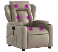 vidaXL Fauteuil de Massage Inclinable sans Adaptateur Secteur, Chaise de Relaxation avec Porte-gobelets, Siège avec Dossier et Accoudoirs, Moderne, Cappuccino Similicuir