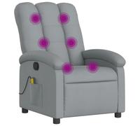 vidaXL Fauteuil de massage inclinable - Siège de salon en tissu gris clair manuel avec vibration à 6 points, alimenté par USB, repose-pieds et dossier réglables, poche latérale, idéal pour salle de
