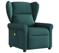 vidaXL Fauteuil de Massage inclinable Vert foncé Tissu, Fauteuil de Massage, Fauteuil, Fauteuil canapé, Fauteuil de Bureau de Massage