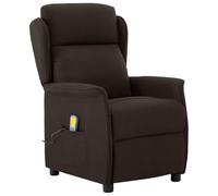 vidaXL Fauteuil de massage marron foncé avec accoudoirs réglables et fonctionnalités électriques pour se détendre chez soi - Siège inclinable, style moderne, confort de ouf et relaxation.