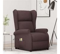 vidaXL Fauteuil de massage Marron foncé Tissu Brun G