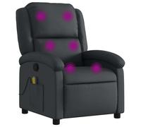 vidaXL Fauteuil de massage noir cuir véritable
