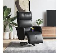 vidaXL Fauteuil de massage, relaxation avec repose-pieds similicuirnoir Noir G
