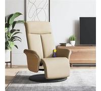 vidaXL Fauteuil de massage, relaxation avec repose-pieds tissu crème Beige G