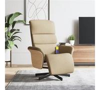 vidaXL Fauteuil de massage, relaxation avec repose-pieds tissu crème Crème G