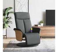 vidaXL Fauteuil de massage, relaxation avec repose-pieds tissu gris foncé Gris G