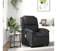 vidaXL Fauteuil de massage inclinable noir cuir véritable
