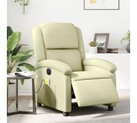 vidaXL Fauteuil de massage inclinable électrique crème cuir véritable