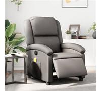 vidaXL Fauteuil de massage inclinable électrique gris cuir véritable Gris