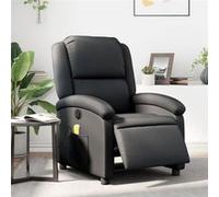 vidaXL Fauteuil massage inclinable électrique – Dossier & repose‑pied réglables, cuir véritable noir