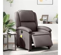 vidaXL Fauteuil de massage, relaxation électrique réglable echt leer marron foncé Gris G