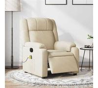 vidaXL Fauteuil de massage, relaxation électrique réglable tissu crème Beige G