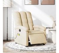 vidaXL Fauteuil de massage, relaxation électrique réglable tissu crème Beige G