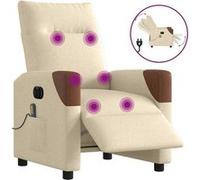 vidaXL Fauteuil inclinable de massage électrique crème tissu