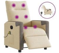 vidaXL Fauteuil inclinable de massage électrique crème tissu