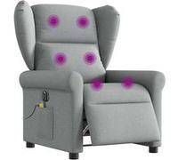 Vidaxl Fauteuil De Massage Inclinable Électrique Gris Clair Tissu Gris