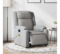 vidaXL Fauteuil de massage, relaxation électrique réglable tissu gris clair Gris G