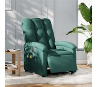 vidaXL Fauteuil de massage, relaxation électrique réglable tissu vert foncé Vert G