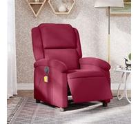 vidaXL Fauteuil inclinable électrique – Massage, dossier et repose-pieds réglables, velours bordeaux