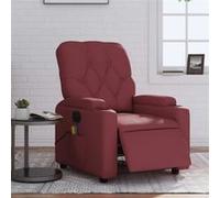 vidaXL Fauteuil de massage inclinable électrique, dossier et repose-pied réglables, Rouge Bordeaux
