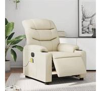 vidaXL Fauteuil de massage, relaxation électrique similicuir crème Beige G
