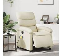 vidaXL Fauteuil de massage, relaxation électrique similicuir crème Crème G