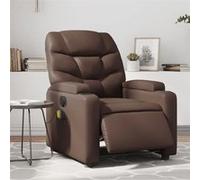 Fauteuil de Massage Inclinable Electrique, Chaise de Relaxation avec Dossier et Repose-pied Réglables, Siège de Salon, Moderne, Marron Similicuir
