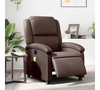 vidaXL Fauteuil de massage inclinable électrique dossier et repose-pied réglables marron similicuir