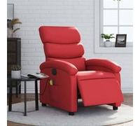 vidaXL Fauteuil de massage, relaxation électrique similicuir rouge Rouge G