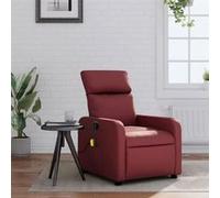 vidaXL Fauteuil de massage, relaxation similicuir bordeaux Rouge G