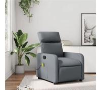 vidaXL Fauteuil de massage inclinable avec repose-pieds, dossier et accoudoirs, gris similicuir
