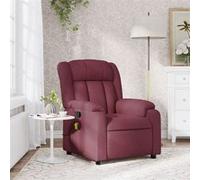 vidaXL Fauteuil de massage inclinable – Repose-pieds, dossier et accoudoirs – Tissu rouge bordeaux
