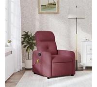 vidaXL Fauteuil de massage inclinable avec repose-pieds, dossier et accoudoirs, tissu bordeaux