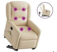 vidaXL Fauteuil inclinable de massage Crème Tissu