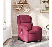 vidaXL Fauteuil de massage, relaxation velours bordeaux Rouge G