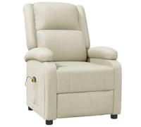 Fauteuil de Massage, Siège avec Accoudoirs et Dossier, Chaise de Relaxation avec Repose-pied, Meuble de Salon, Moderne, Crème Similicuir