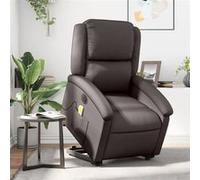 vidaXL Fauteuil de relaxation, massage, inclinable électrique echt leer marron foncé Marron G
