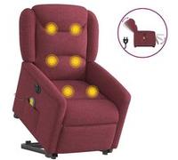 vidaXL Fauteuil de relaxation, massage, inclinable électrique réglable tissu bordeaux Rouge G